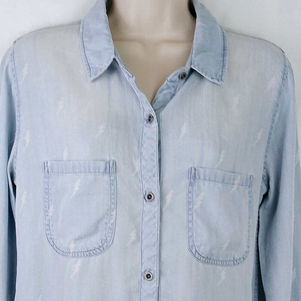 Rails Sz S Carter Chambray Denim Button Down Whit… - image 3